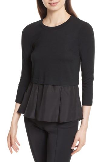 Women's Rebecca Taylor Ruffle Peplum Terry Top - Black