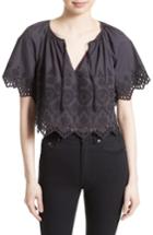 Women's La Vie Rebecca Taylor Annabel Eyelet Cotton Crop Top - Black