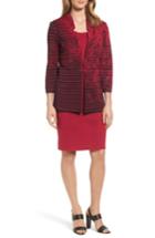 Women's Ming Wang Ribbed Knit Long Jacket - Pink
