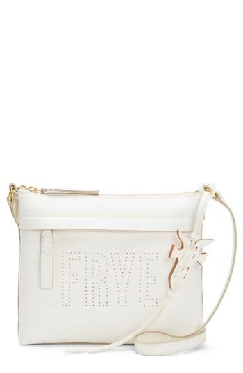 Frye Carson Perforated Logo Leather Crossbody Bag - White