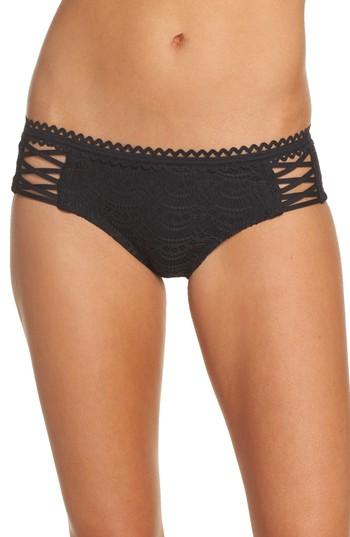 Women's Becca Lace Up Hipster Bikini Bottoms - Black