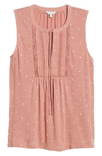 Women's Lucky Brand Sleeveless Lace Mix Top - Pink