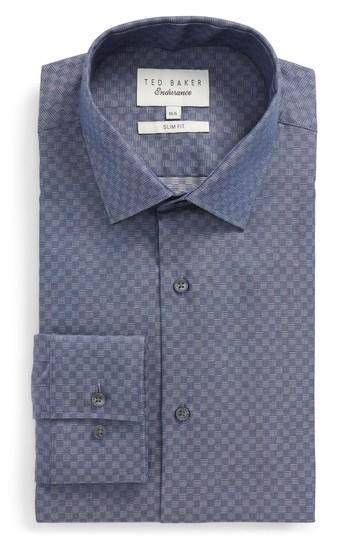 Men's Ted Baker London Wests Slim Fit Check Dress Shirt - Blue