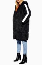 Women's Topshop Long Puffer Coat Us (fits Like 0) - Black
