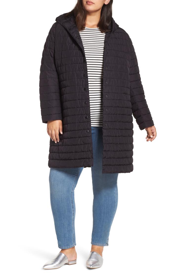 Women's Halogen Hooded Long Puffer Jacket