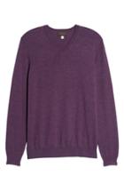Men's Thomas Dean Merino Wool Blend V-neck Sweater, Size - Purple