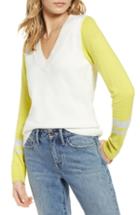 Women's Treasure & Bond Stripe V-neck Sweater, Size - Ivory