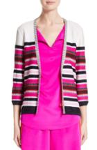 Women's St. John Collection Jacquard Weave Stitch Cardigan, Size - Pink