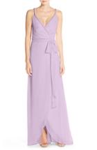 Women's Ceremony By Joanna August 'parker' Twist Strap Chiffon Wrap Gown - Purple