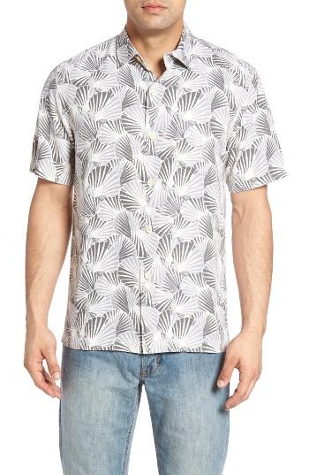 Men's Tommy Bahama Shell We Dance Silk Camp Shirt, Size - Grey
