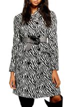 Women's Topshop Zebra Print Coat Us (fits Like 2-4) - Black