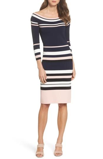 Women's Eliza J Stripe Sweater Dress, Size - Blue
