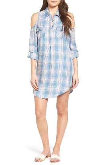 Women's Billy T Cold Shoulder Plaid Shirtdress - Pink