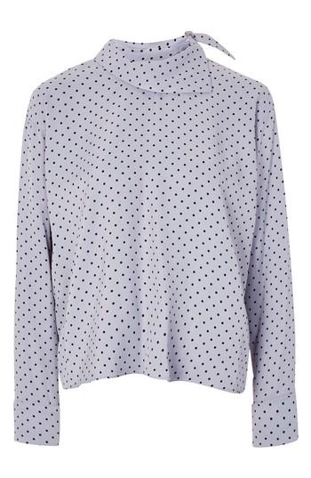 Women's Topshop By Boutique Spot Fold Neck Top Us (fits Like 0) - Metallic
