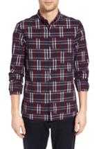 Men's French Connection Slim Fit Ikat Check Sport Shirt - Burgundy
