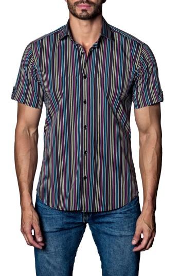 Men's Jared Lang Stripe Sport Shirt - Purple