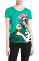 Women's Alice + Olivia Stace Lace Flowers Embellished Applique Tee