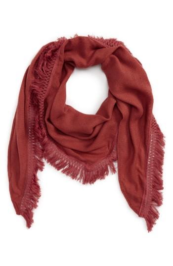 Women's David & Young Fringe Triangle Scarf, Size - Pink