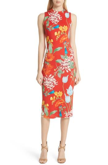 Women's Alice + Olivia Delora Floral Sleeveless Body-con Dress - Red