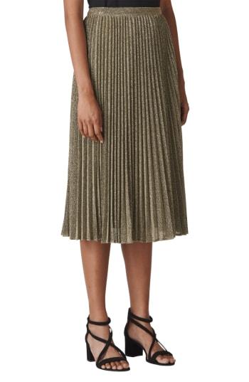 Women's Whistles Sparkle Pleated Midi Skirt Us / 4 Uk - Metallic