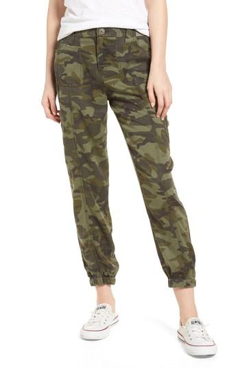 Women's Love, Fire Camo Print Cargo Pants - Green