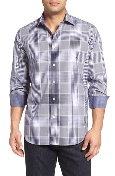 Men's Bugatchi Classic Fit Mixed Plaid Sport Shirt