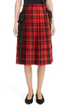 Women's Simone Rocha Bow Pleated Tartan Skirt Us / 6 Uk - Red