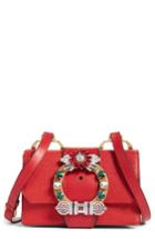 Miu Miu Madras Crystal Embellished Leather Shoulder Bag - Red