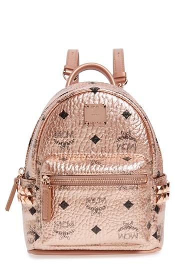 Mcm X-mini Stark Side Stud Coated Canvas Backpack - Metallic