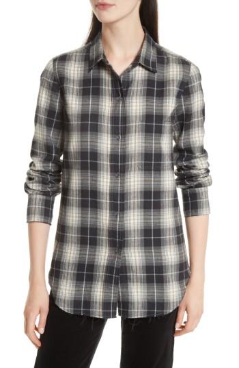 Women's Vince Tartan Plaid Oversize Shirt - Black