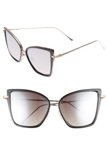 Women's Bp. 55mm Mirror Lens Square Sunglasses - Black/ Gold