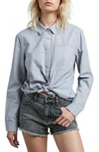 Women's Volcom Champ Stripe Tie Hem Top - Blue