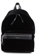 Saint Laurent Mini City Velour Backpack - Black