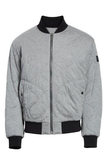 Men's Burberry Campton Reversible Quilted Jersey Bomber Jacket, Size - Grey