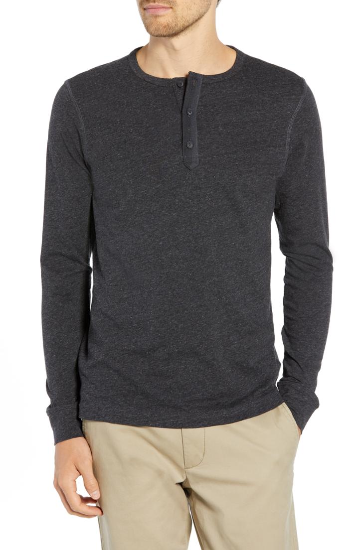 Men's 1901 Jaspe Long Sleeve Fit Henley, Size Medium - Black