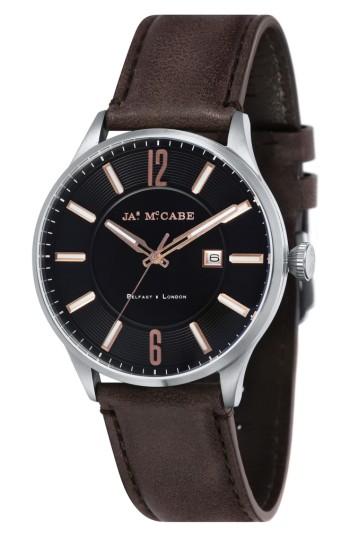 Men's James Mccabe New Belfast Slim Leather Strap Watch, 40mm