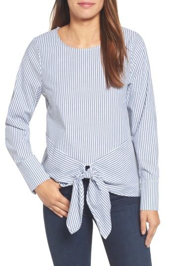Women's Pleione Tie Front Poplin Top - Blue