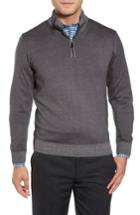 Men's David Donahue Ice Merino Wool Quarter Zip Pullover - Black