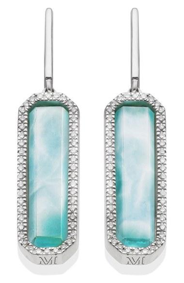 Women's Monica Vinader Naida Diamond & Larimar Rectangle Drop Earrings
