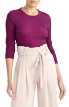 Women's Rachel Roy Collection Metallic Ribbed Crewneck Sweater - Purple