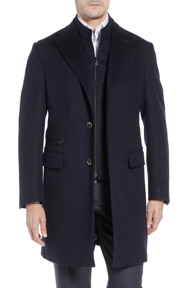 Men's Corneliani Solid Wool Topcoat