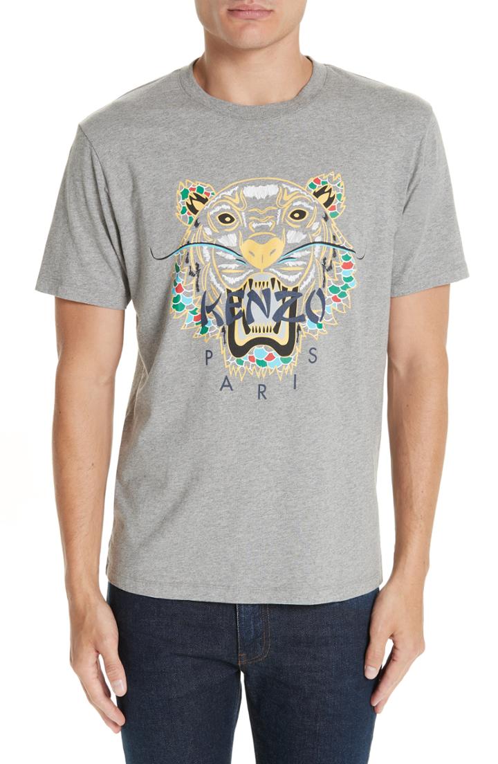 Men's Kenzo Dragon Tiger Graphic T-shirt - Grey
