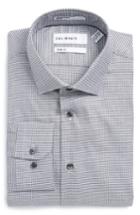 Men's Calibrate Trim Fit Non-iron Stretch Micro Check Dress Shirt - 32/33 - Grey