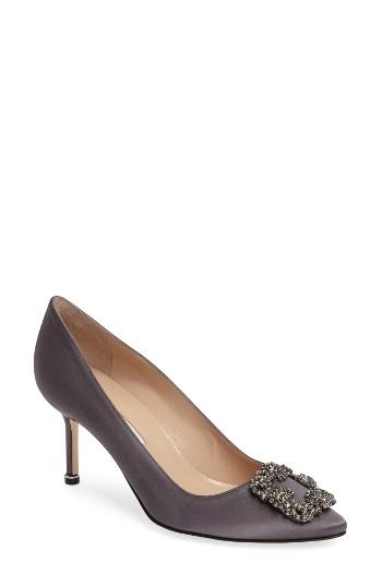 Women's Manolo Blahnik 'hangisi' Pointy Toe Pump Us / 40eu - Grey