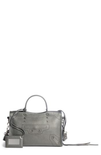Balenciaga Small Blackout City Leather Tote - Grey
