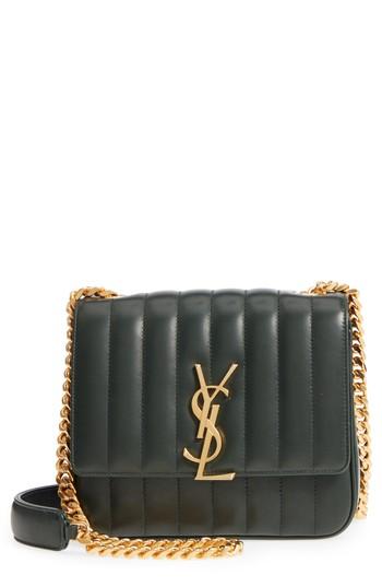 Saint Laurent Medium Vicky Leather Crossbody Bag - Green