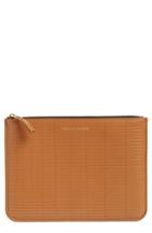Comme Des Garcons Brick Line Embossed Leather Pouch - Brown