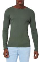 Men's Topman Rib Knit Long Sleeve T-shirt, Size - Green