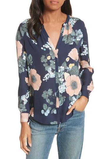 Women's Joie Amarant Print Silk Blouse - Blue