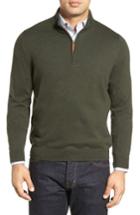 Men's Nordstrom Men's Shop Half Zip Cotton & Cashmere Pullover, Size - Green